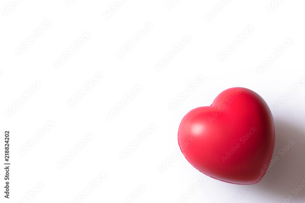 Red heart : red ball foam with shape heart for valentines card. Stress reliever foam ball isolated on white background with clipping path and copy space Red heart : red ball foam with shape heart for valentines card. Stress reliever foam ball isolated on white background with clipping path and copy space
