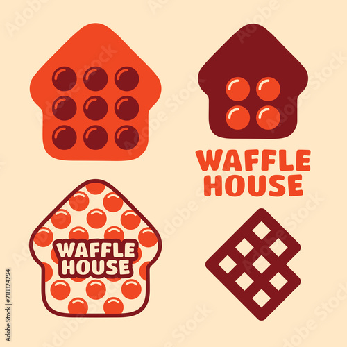 Modern professional vector set logo Waffle House in orange theme