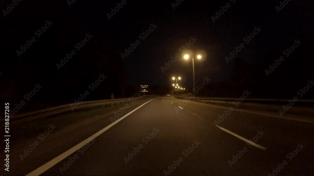 Driving on the motorway at night on Anglesey - Wales Driving on the motorway at night on Anglesey - Wales
