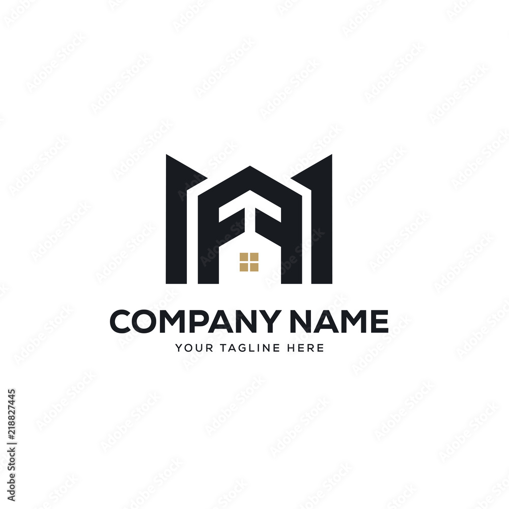 real estate logo design vector, initial letter logo m design template