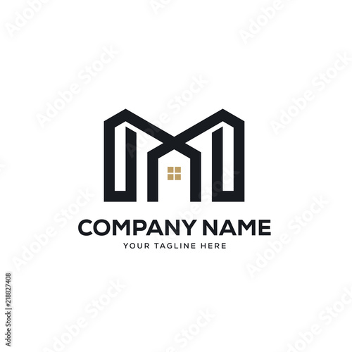 real estate logo design vector, initial letter logo m design template