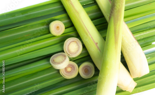 Close up lemon grass isolated on white background