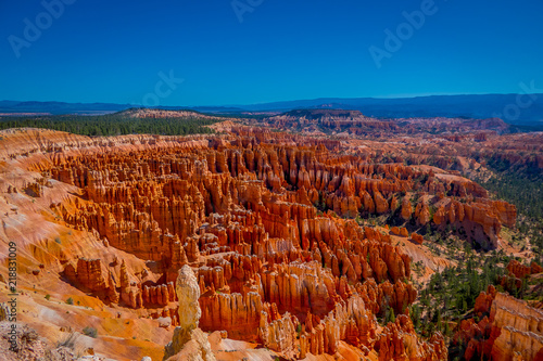 Bryce Amphitheater in a beautiful sunny day and blue sky in Bryce Canyon National Park, Utah