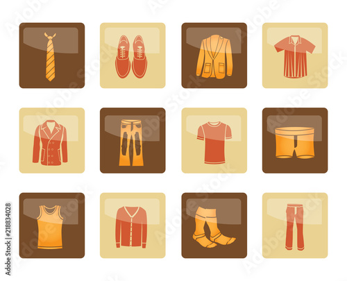 Man fashion and clothes icons over brown background - vector icon set