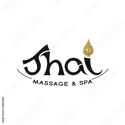 Logo for Thai massage with traditional thai ornament, pattern el