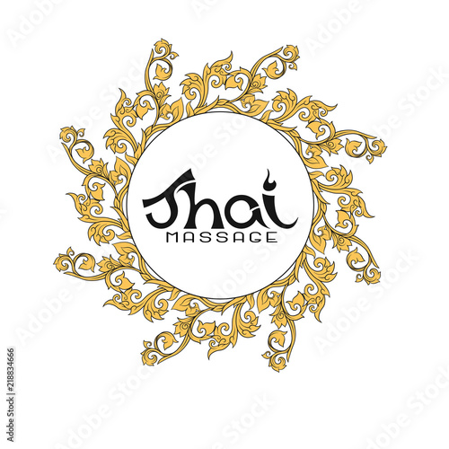 Logo for Thai massage with traditional thai ornament, pattern el