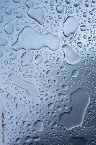 water drops on a stainless steel surface
