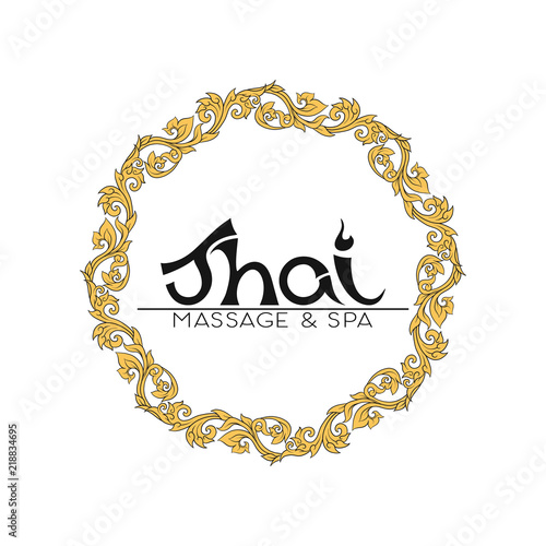Logo for Thai massage with traditional thai ornament, pattern el