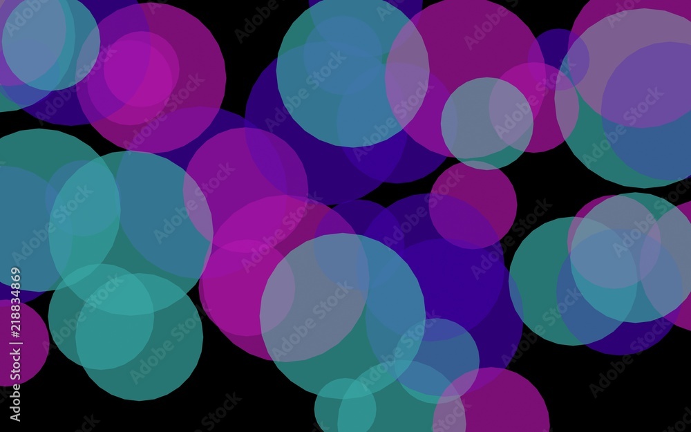 Multicolored translucent circles on a dark background. Red tones. 3D illustration Multicolored translucent circles on a dark background. Red tones. 3D illustration