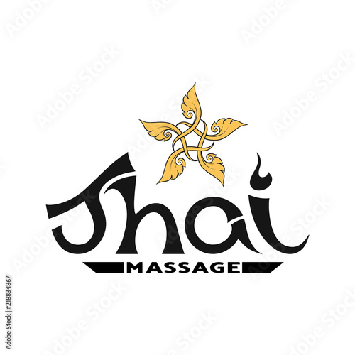 Logo for Thai massage with traditional thai ornament, pattern el