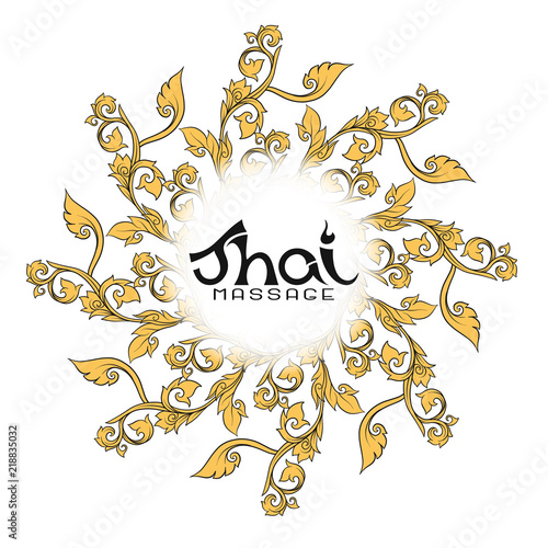 Logo for Thai massage with traditional thai ornament, pattern el