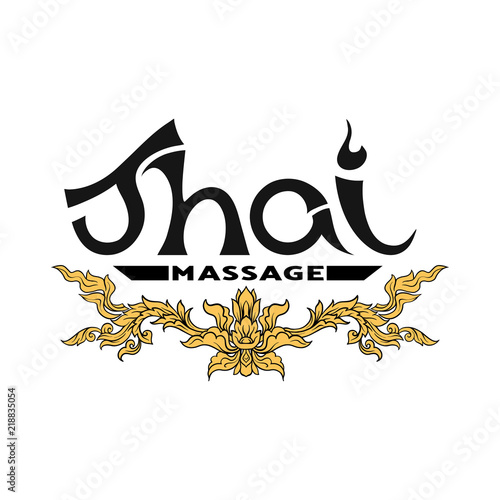 Logo for Thai massage with traditional thai ornament, pattern el