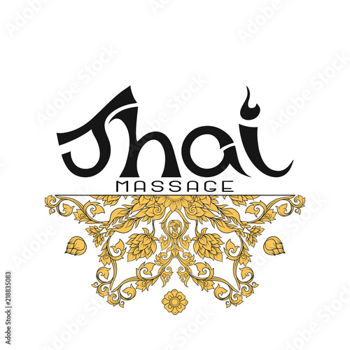 Logo for Thai massage with traditional thai ornament, pattern el