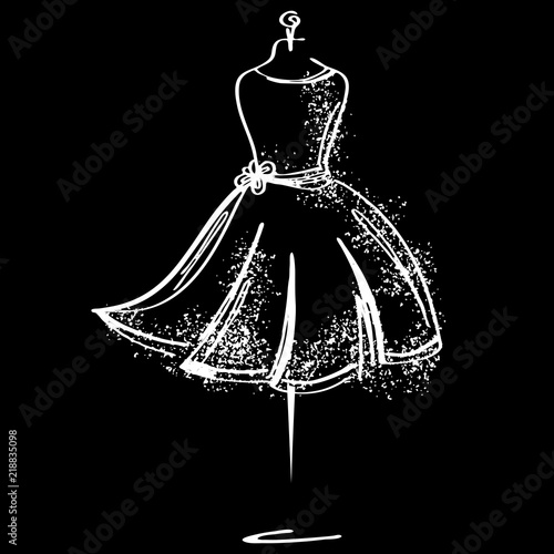 Tailor dummy fashion icon on white background. Atelier, designer, constructor, dressmaker object. White Couture symbol, silhouette black background. Vector illustration.
