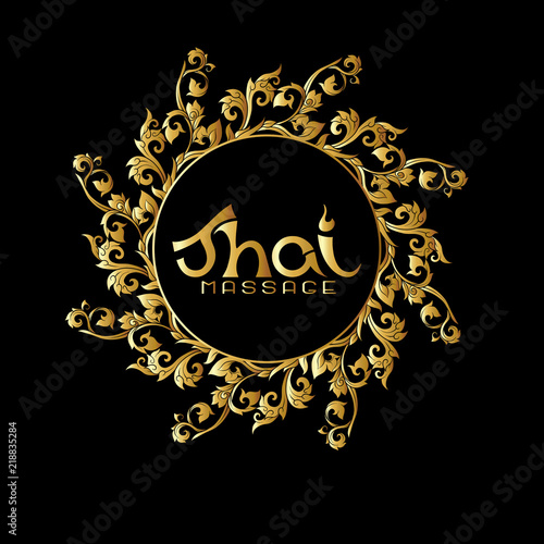 Logo for Thai massage with traditional thai ornament, pattern el