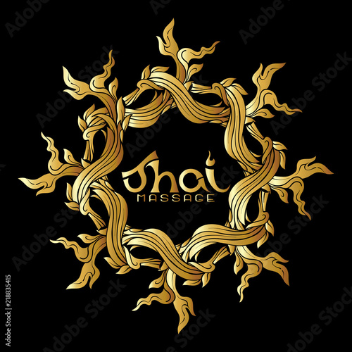 Logo for Thai massage with traditional thai ornament, pattern el