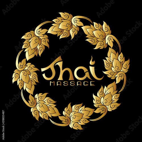 Logo for Thai massage with traditional thai ornament, pattern el