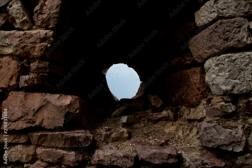 Stone wall hole.