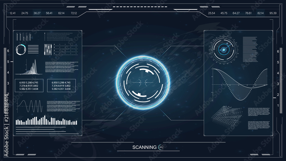 Hud in abstract style on white background. Modern flat screen computer monitor. Computer monitor icon. Hud in abstract style on white background. Modern flat screen computer monitor. Computer monitor icon.