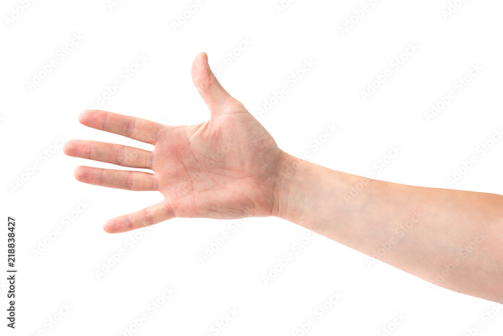 Woman open hand and five fingers isolated on white background Woman open hand and five fingers isolated on white background