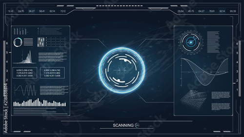 Hud in abstract style on white background. Modern flat screen computer monitor. Computer monitor icon.