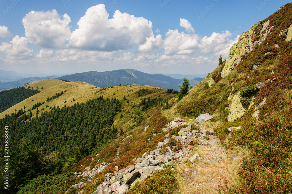 Beautiful hiking trail in Carpathian mountains. Ukraine Beautiful hiking trail in Carpathian mountains. Ukraine