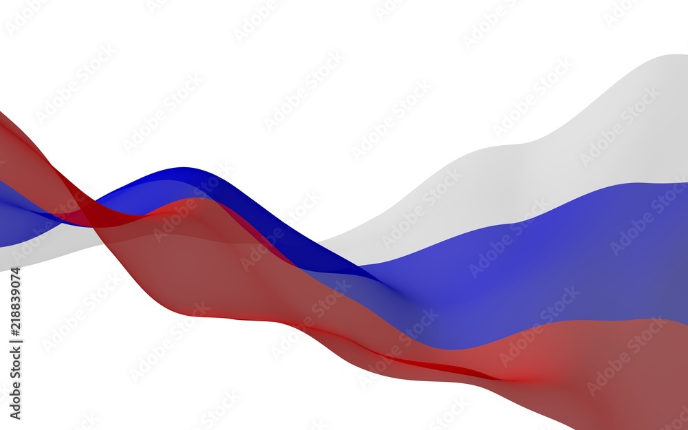 Naklejka premium Waving flag of the Russian Federation. The National. State symbol of the Russia. 3D illustration