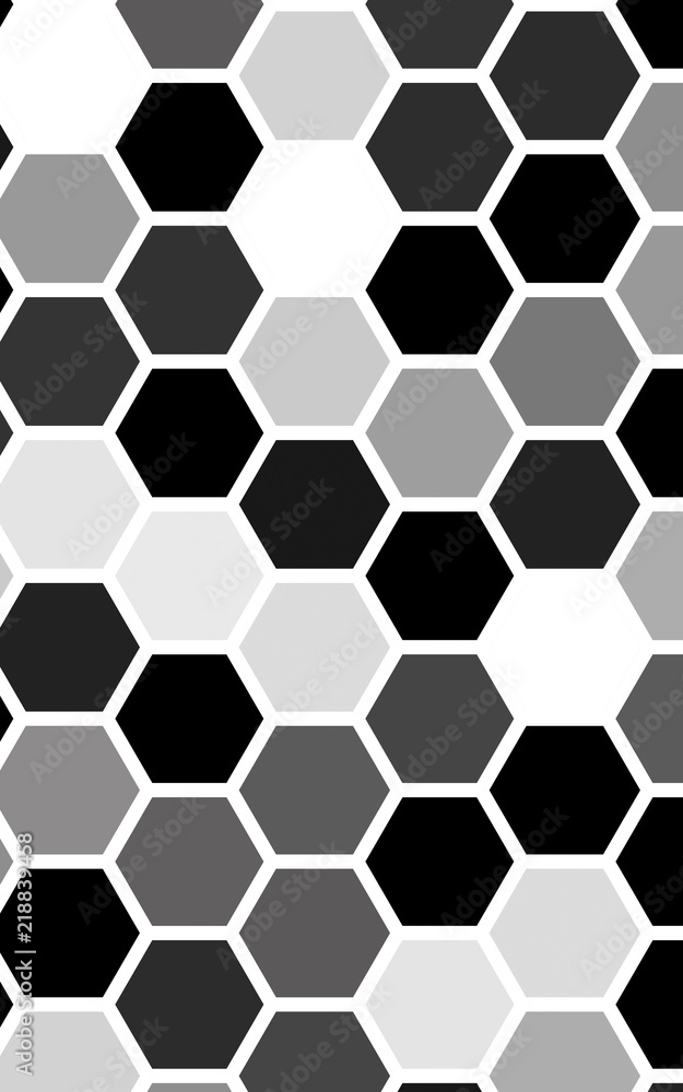 White honeycomb with a gradient color. Isometric geometry. 3D illustration White honeycomb with a gradient color. Isometric geometry. 3D illustration