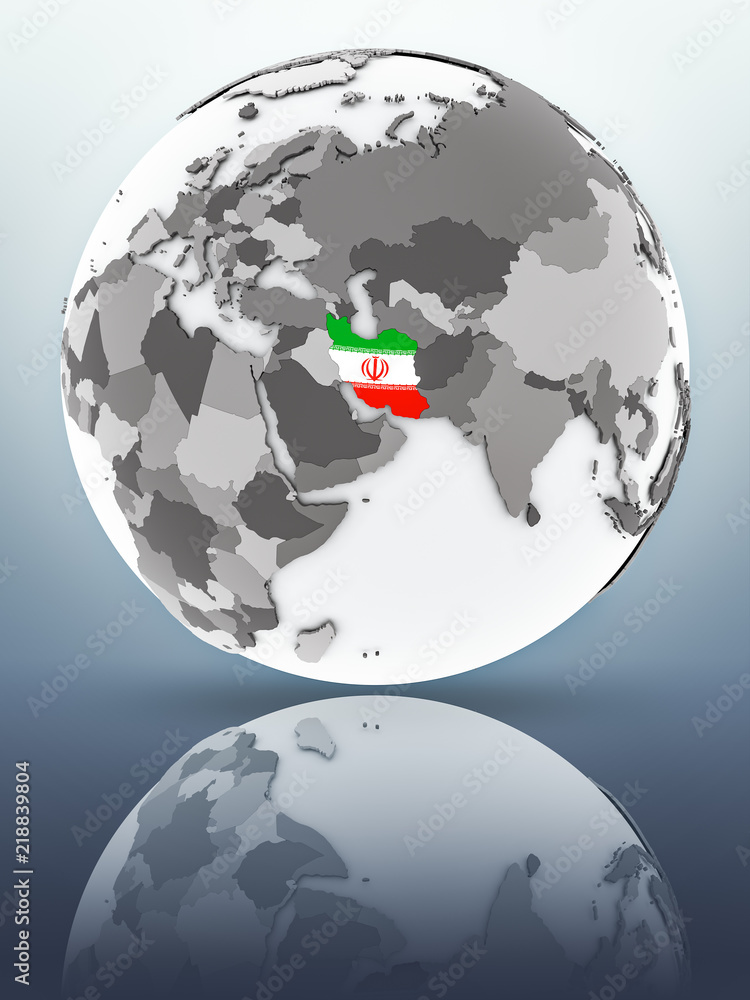 Obraz premium Iran on globe