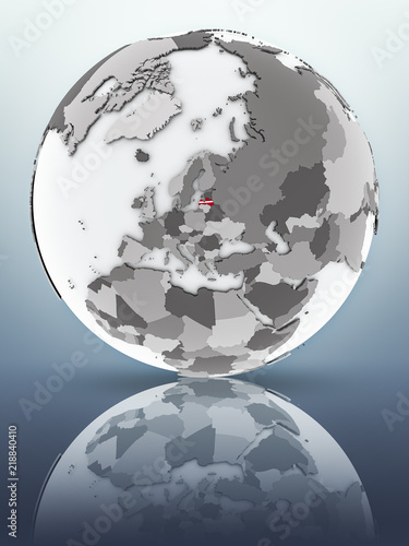Latvia on globe