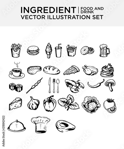 Food ingredient menu vector set