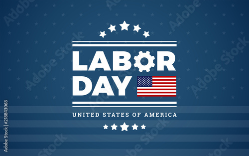 Fotótapéta Labor Day logo background USA - blue background w/ stars, stripes, the United St