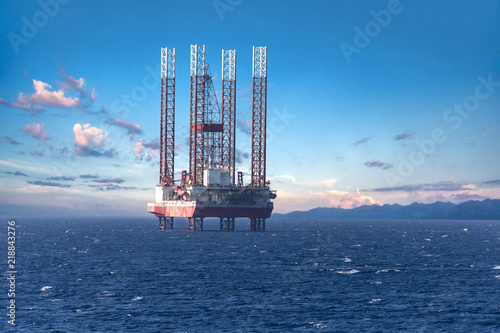 Big offshore oil rig drilling platform photo