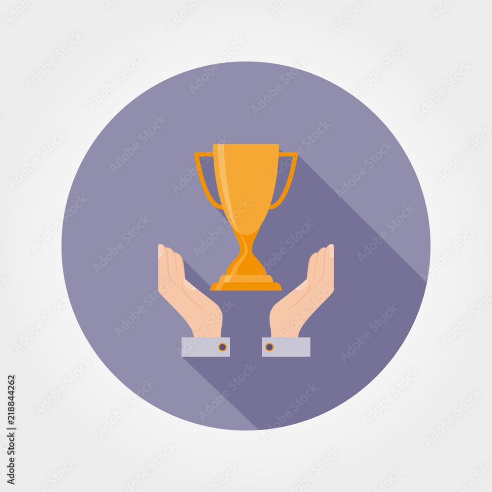 Winner cup in hands. Vector. Winner cup in hands. Vector.