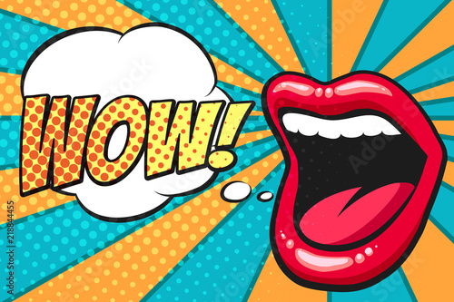 Pop Art Mouth with Wow Bubble