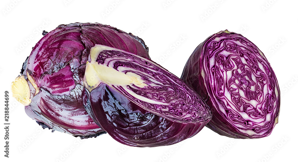 Fresh red cabbage isolated on white background with clipping path Fresh red cabbage isolated on white background with clipping path