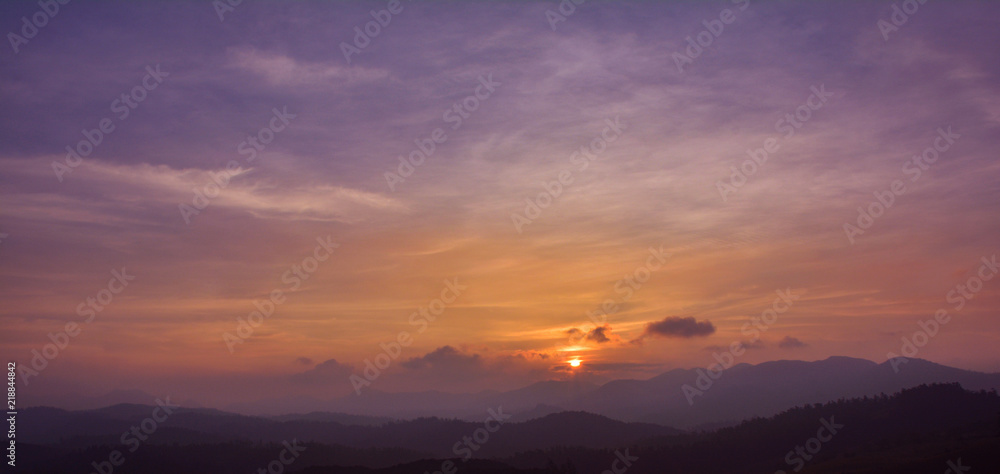 Beautiful pastel cloudy sunset with blue sky in India