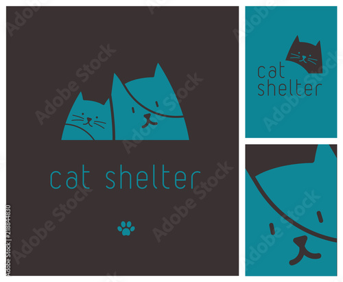 logo pour refuge de chats, centre d'accueil animal ou pension féline
