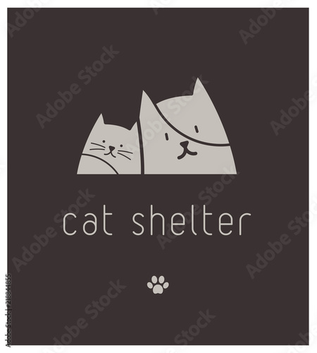 logo pour refuge de chats, centre d'accueil animal ou pension féline