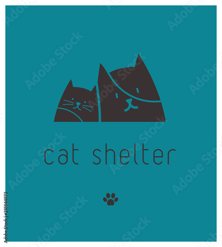 logo pour refuge de chats, centre d'accueil animal ou pension féline