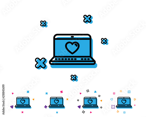 Wallpaper Mural Love dating line icon. Heart in Notebook sign. Valentines day symbol. Line icon with geometric elements. Bright colourful design. Vector Torontodigital.ca