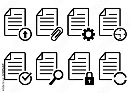 Set of document file icons. Vector illustration