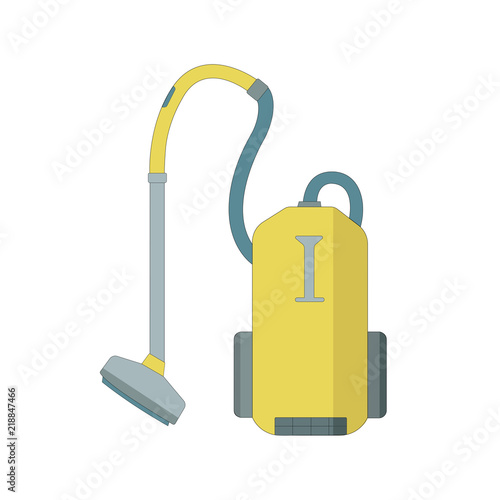 Vacuum cleaner flat icon. Electrical vacuum cleaner hoover. Equipment for house cleaning tool device. Yellow Vacuum cleaner. Vacuum sweeper.