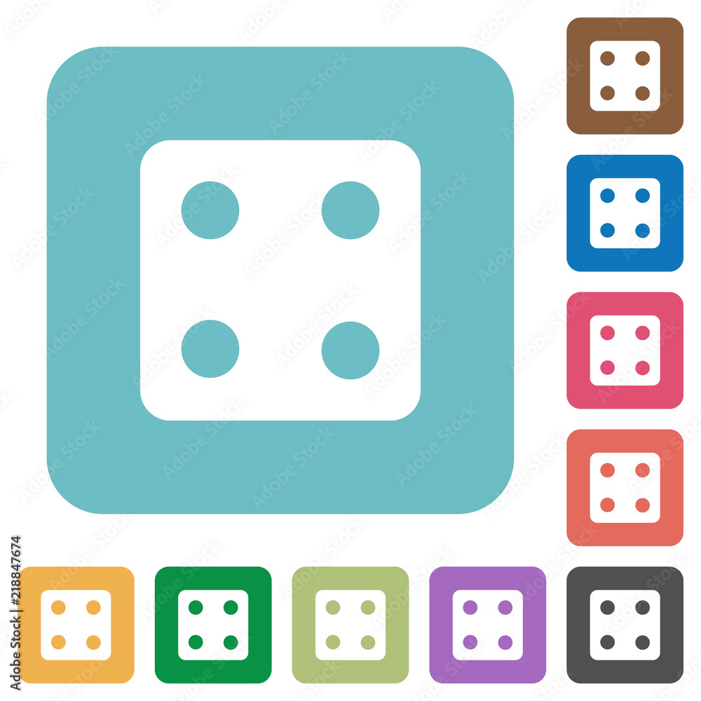 Dice four rounded square flat icons Dice four rounded square flat icons