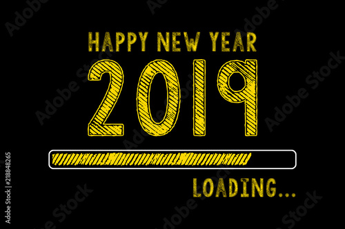 Chalk Drawing: New year 2019 loading on Blackboard