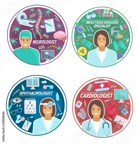 Medical clinic doctors vector icons