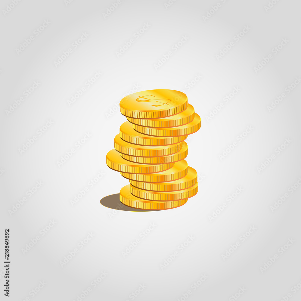 Mountain of gold coins with a shadow Mountain of gold coins with a shadow