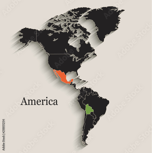 America map Black colors blackboard separate states individual vector