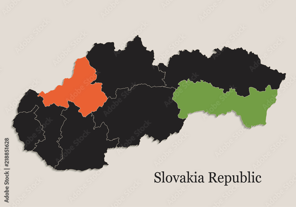 Slovakia Republic map Black colors blackboard separate states individual vector