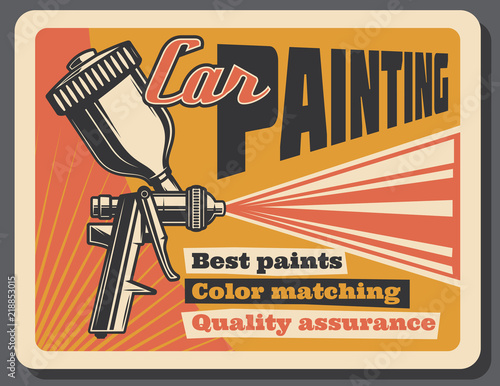 Car painting service vector vintage poster